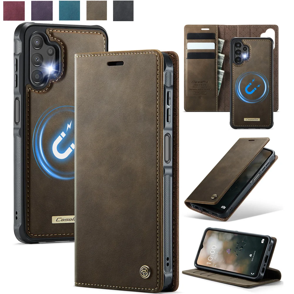 Leather Folio Wallet Case - Caseme-C49 Folio Detachable Magnetic Clasp Wallet