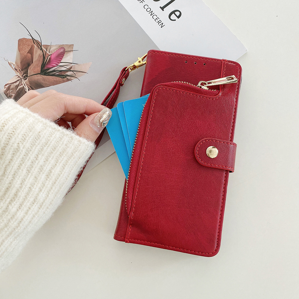 PU Leather Zipper Wallet Folio - Leather Folio Wallet Case ulasan dan harga