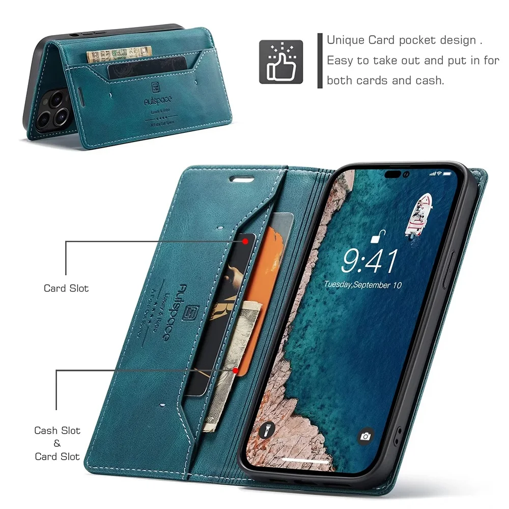 Leather Cases for IPhone 16 15 - Leather Folio Wallet Case ulasan dan harga