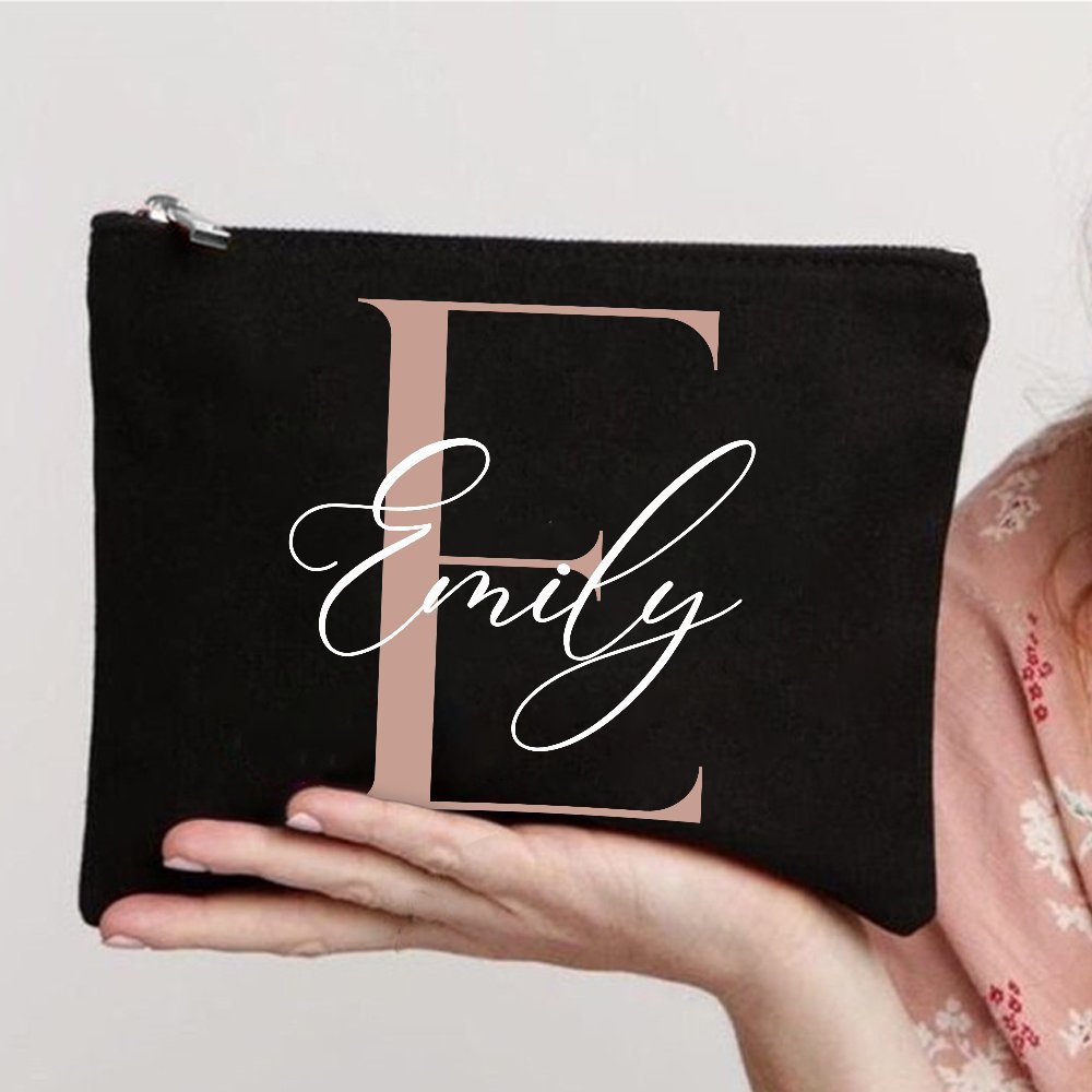 Custom Makeup Bag with Initial - Monogram Custom Case ulasan dan harga
