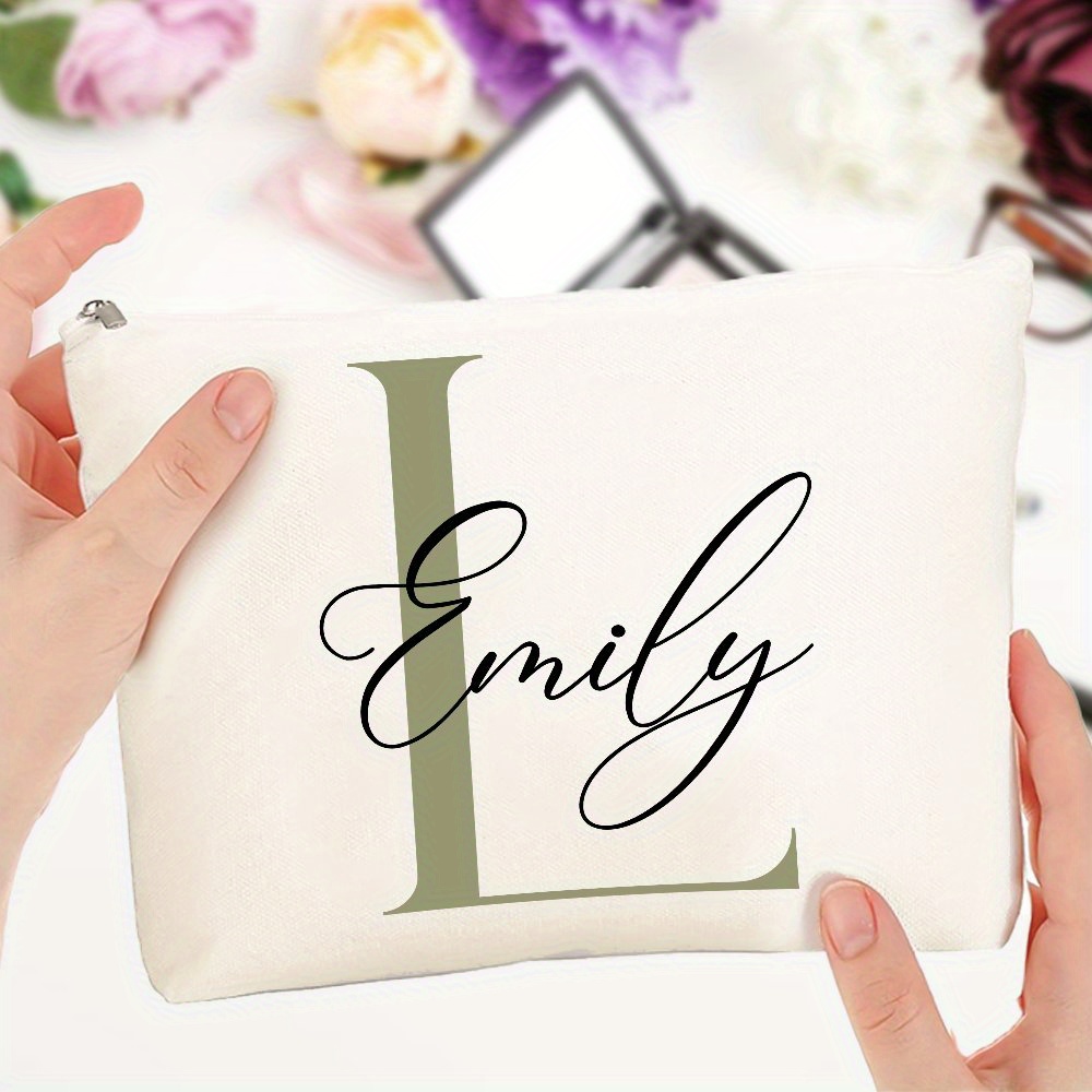 Custom Makeup Bag with Initial - Monogram Custom Case ulasan dan harga
