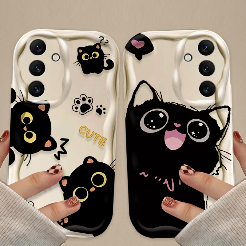 Cute Big Eyes Black Cat Case f - Phone Cases A14 Samsung ulasan dan harga