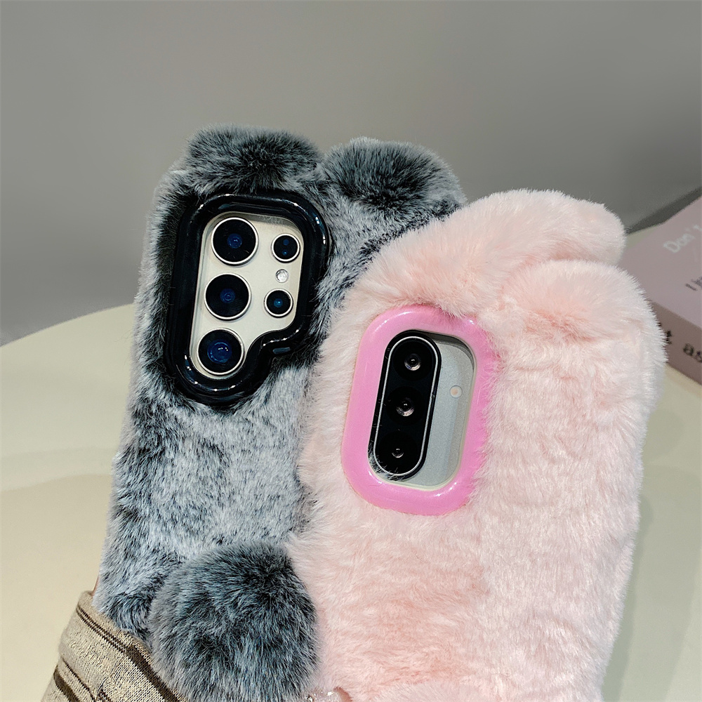 Cute Rabbit Ears Fluffy Stand  - Phone Cases Samsung ulasan dan harga