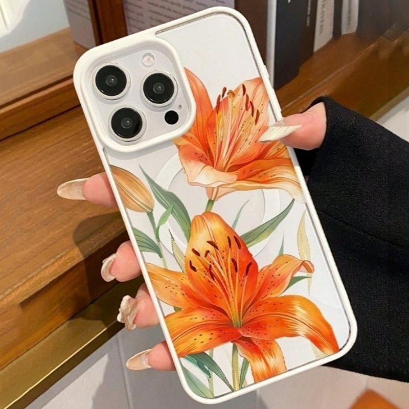 Orange Lily-Patterned Magnetic - Phone Cases Magsafe ulasan dan harga